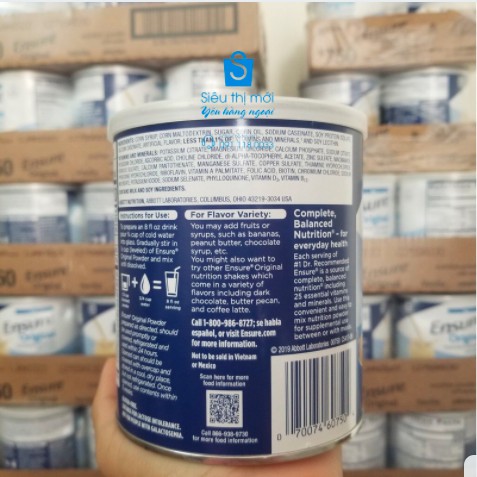 [ Mới Date 2023 ] Combo 2 hộp Sữa bột Ensure Mỹ Original Nutrition Powder 397g/hộp