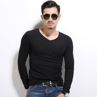 Áo thun nam trơn dài tay ôm body Hàn quốc - ao thun nam tron dai tay om body