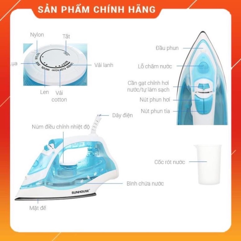 [Chính hãng] Bàn là khô, Bàn là hơi nước Sunhouse SH1072 | SH206 bàn ủi (có ảnh thật sản phẩm)