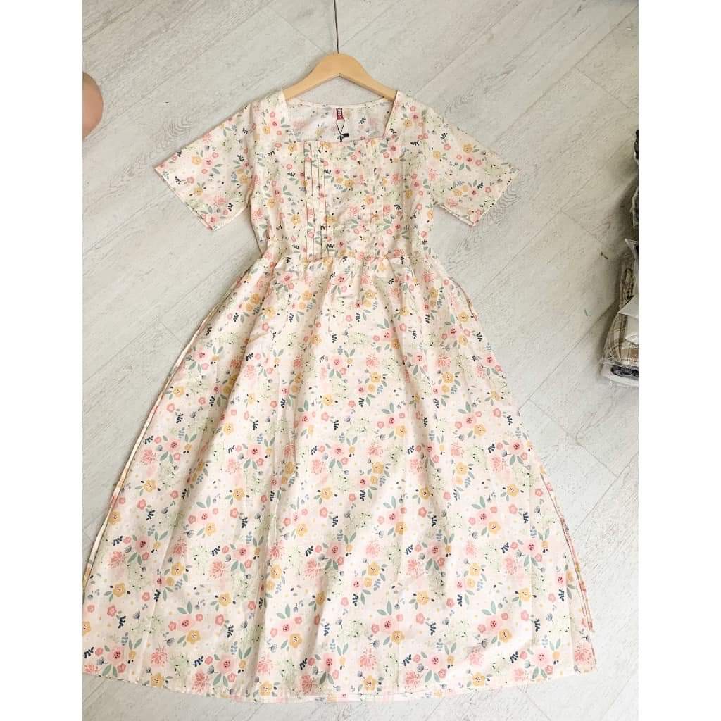[Ảnh thật] Váy hoa màu pastel ngọt ngào Đầm babydoll dáng rộng phong cách ulzzang