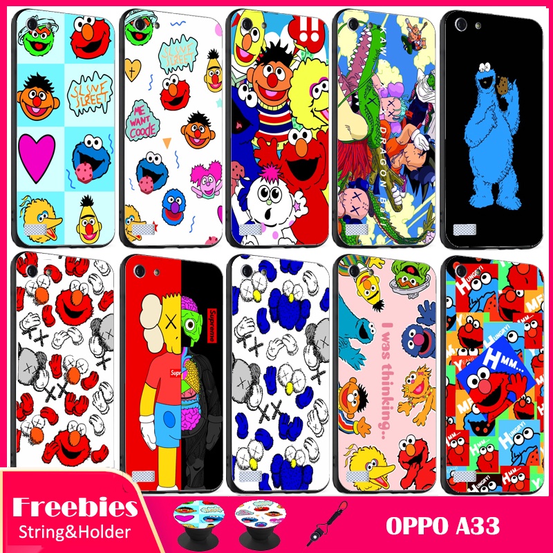 Ốp Điện Thoại Silicon Dẻo Họa Tiết Hoạt Hình Sesame Street Kèm Giá Đỡ Và Dây Đeo Cho OPPO A33/NEO 7