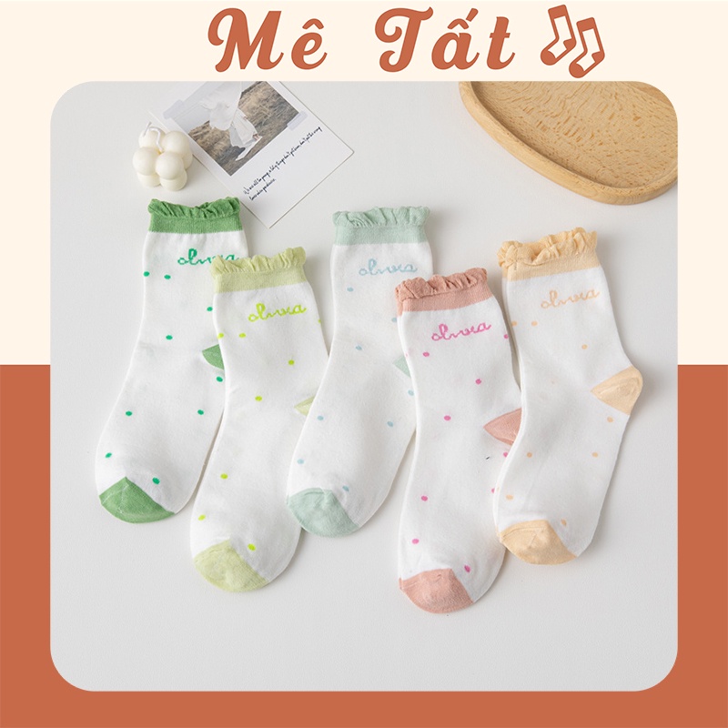 Tất cổ cao nam nữ METAT, set 5 đôi vớ nữ nam nhún chất liệu cotton mềm thoáng mát dễ phối đồ T86