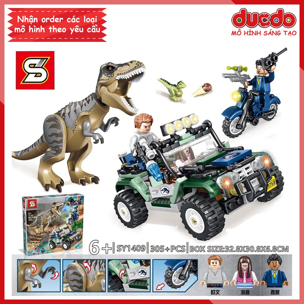 SY 1409 Lắp ghép truy bắt khủng long Dinosaur World - Đồ chơi Xếp hình Mô hình Mini Minifigures 75938