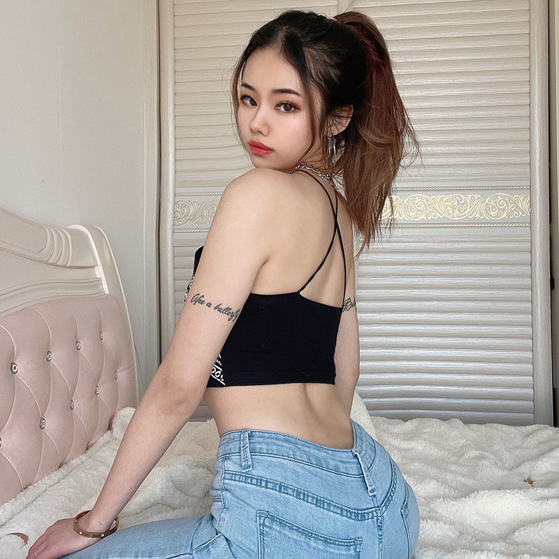 Áo Croptop Hai Dây Vải Satin Thắt Nơ Lưng Phong Cách Hàn Quốc Thời Trang Mùa Hè Cho Nữ