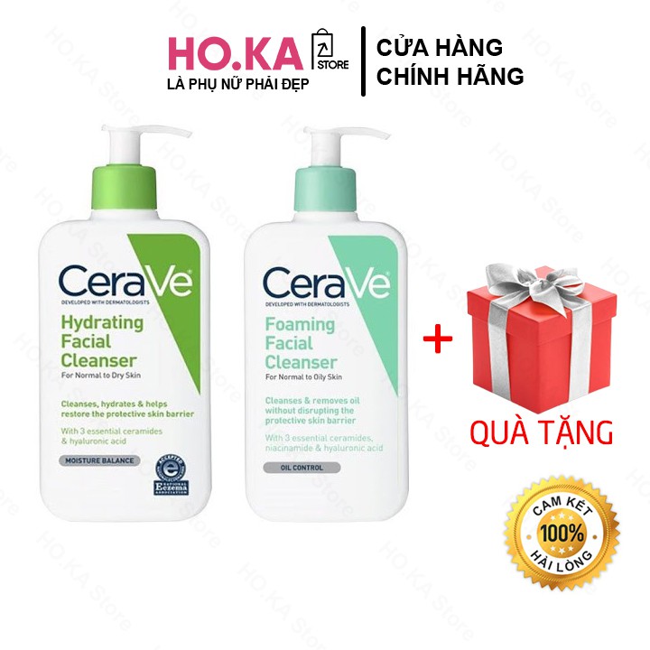 Sữa Rửa Mặt CERAVE Foaming  Dịu Nhẹ Sữa Rửa Mặt Cho Da Dầu Da Khô Full Size (88ml-473ml) HOKA