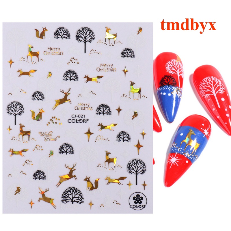Miếng Dán Trang Trí Móng Tay Họa Tiết Giáng Sinh