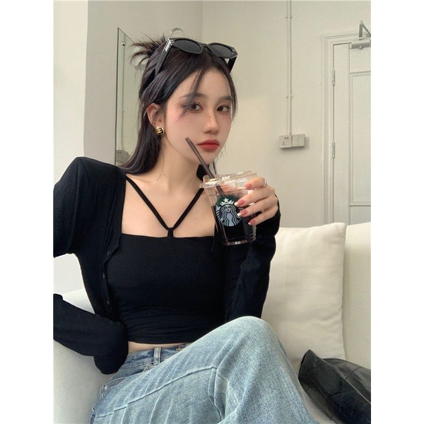 COZOK Bộ Áo Khoác vest + Áo cardigan Dài Tay Dáng Ôm Quyến Rũ Cho Nữ