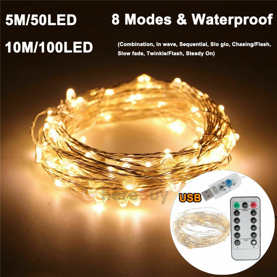 USB LED String Light Colorful Waterproof LED Copper Wire Strings Holiday Lighting Fairy Christmas Party Wedding Decor