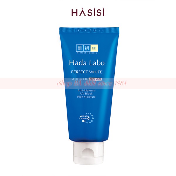 Sữa Rửa Mặt Dưỡng Sáng Da HADA LABO PERFECT WHITE ARBUTIN CLEANSER 80g (tuýp xanh)