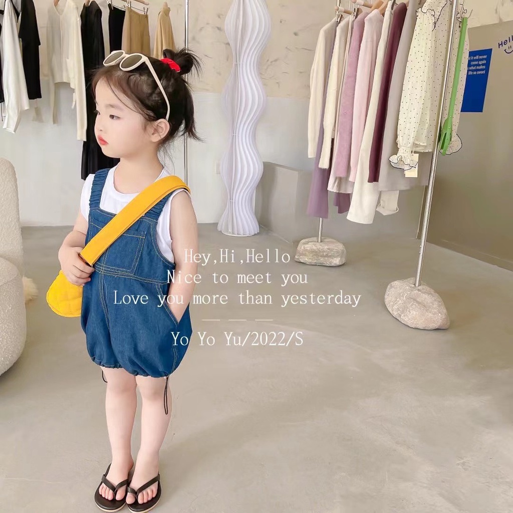 Set yếm bò quần phồng bé gái