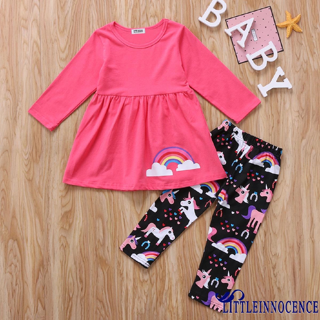 ❤XZQ-Christmas Kids Newborn Baby Girls Outfits Set Clothes Top T shirt Pant Leggings