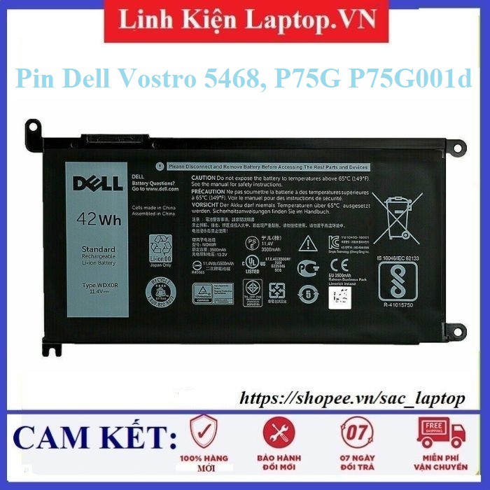 ⚡️Pin laptop Dell Vostro 5468, P75G P75G001d 5471 15 5568 P62F P75G P88G