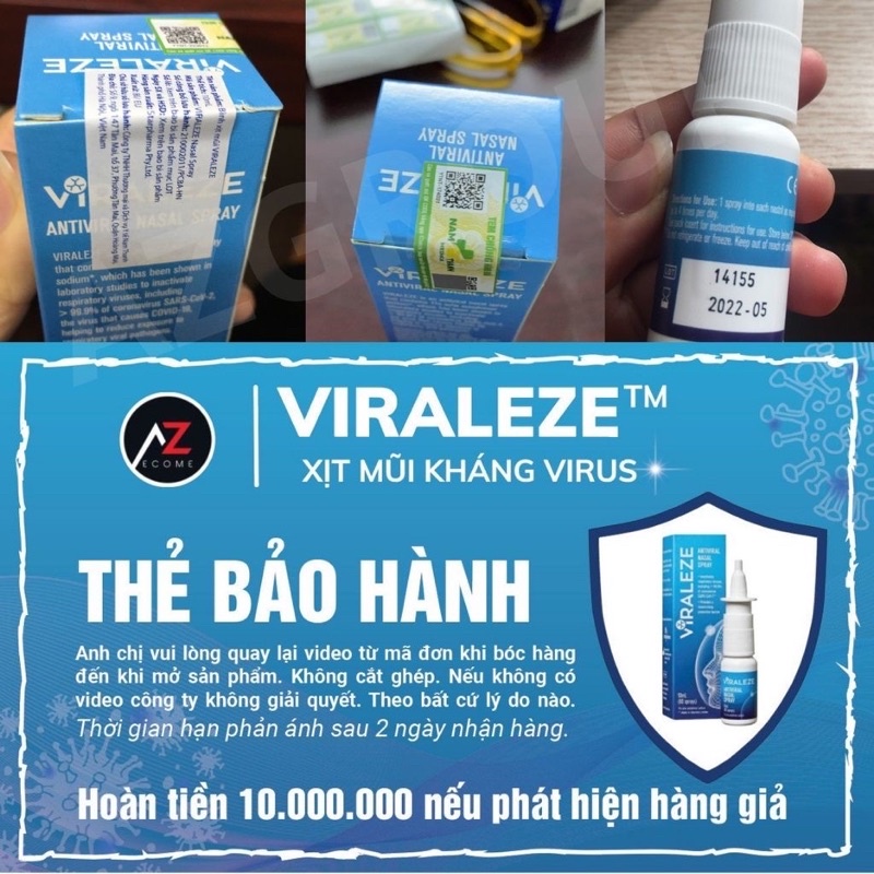 Bình xịt mũi VIRALEZE, xịt kháng khuẩn