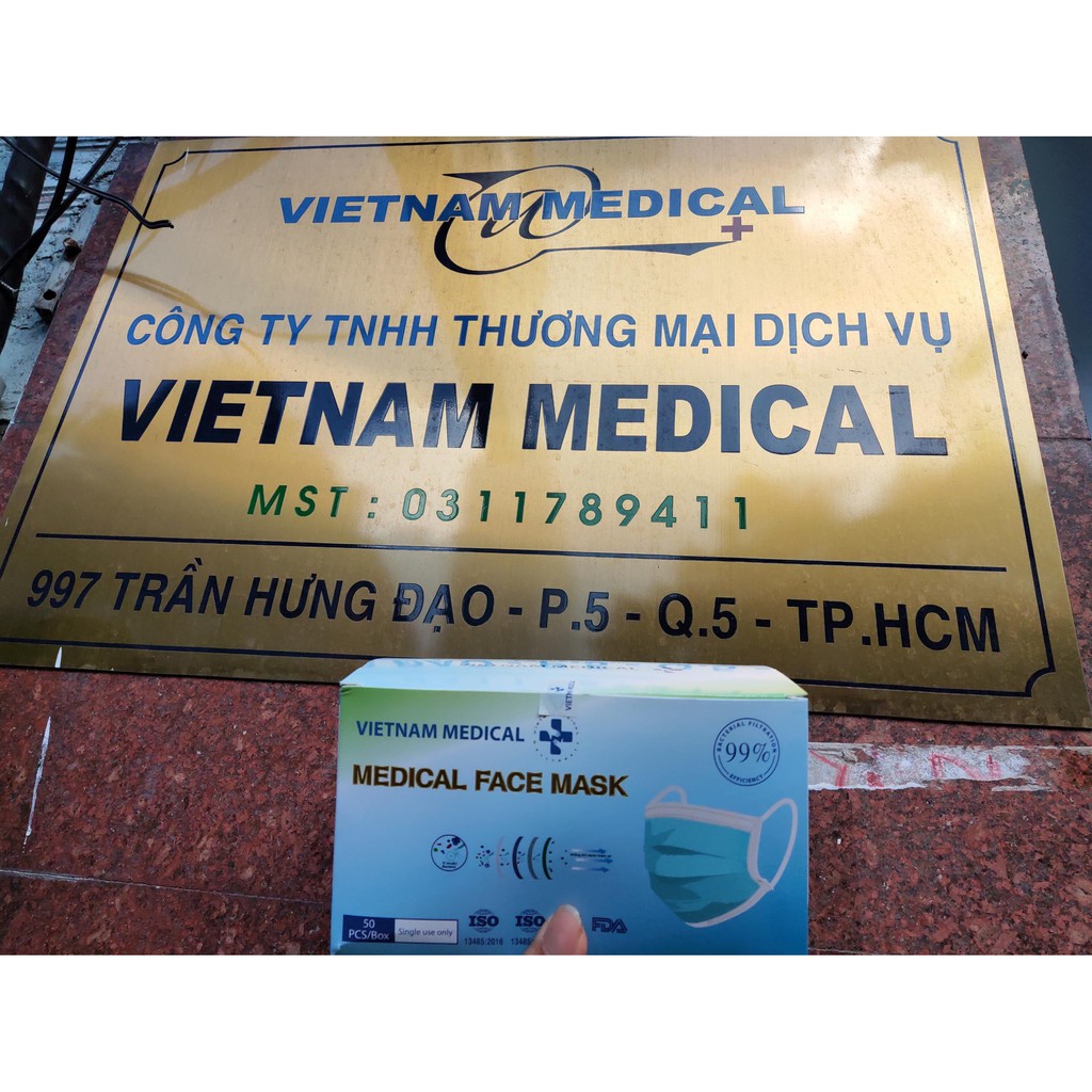 Khẩu Trang Y Tế 4 Lớp Có LOGO,Hộp 50 Chiếc Kháng Khuẩn VN Medical