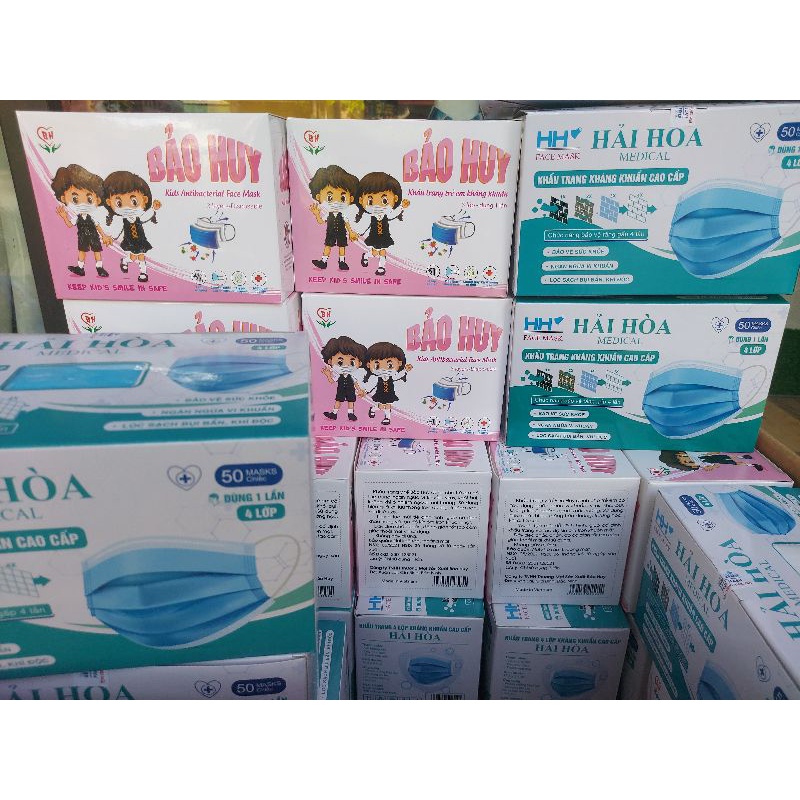 1K _1 CHIẾC Khẩu trang y tế màu NGẪU NHIÊN 4 lớp kháng khuẩn