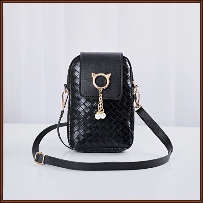 Túi Đựng Điện Thoại Bằng Da Pu Đính Ngọc Trai Thời Trang Cho Nữ