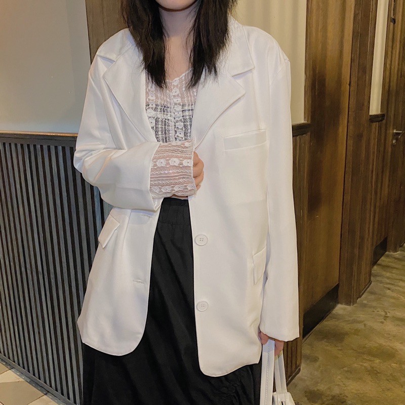 Áo vest blazer trắng kem