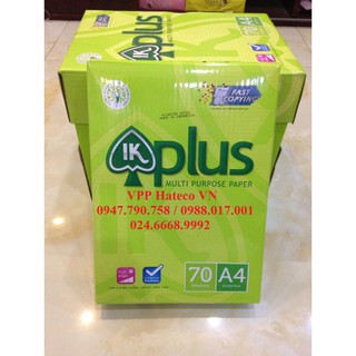 Giấy IK PLus A4 ĐL70gsm (500 tờ/ram) - Giấy in A4