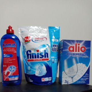 Combo bột rửa bát finish 2,2kg + muối Alio 2kg + bóng Somat 750 ml