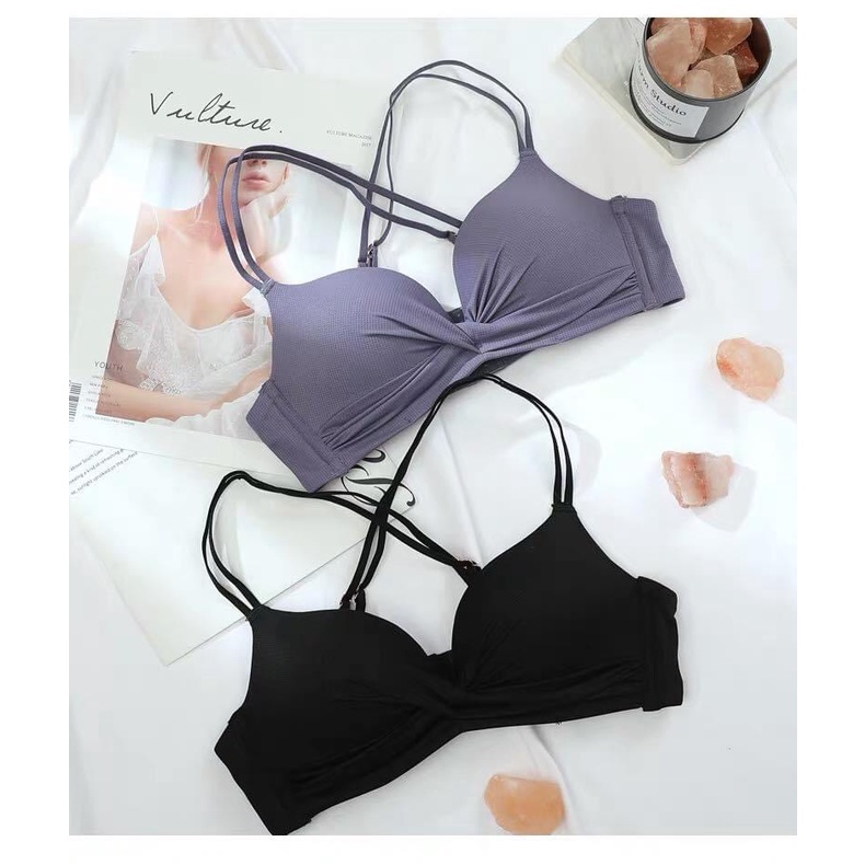 Áo Lót Nữ Không Gọng, Áo Ngực Su Thông Hơi Siêu Thoáng Mát Kiểu Dáng Xoắn Nơ Sexy, Nâng Đẩy Ngực Tốt- Mã AL XOẮN