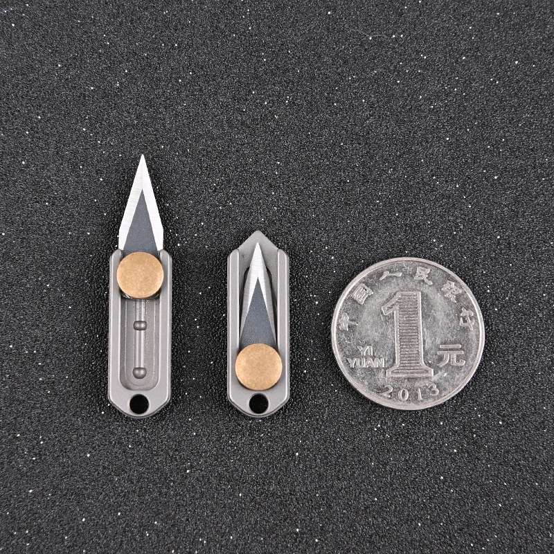 Dao Đẩy Mini Titan Nguyên Chất, Dao Nhỏ Hợp Kim Titan, Làm Mặt Dây Chuyền Móc Khóa EDC