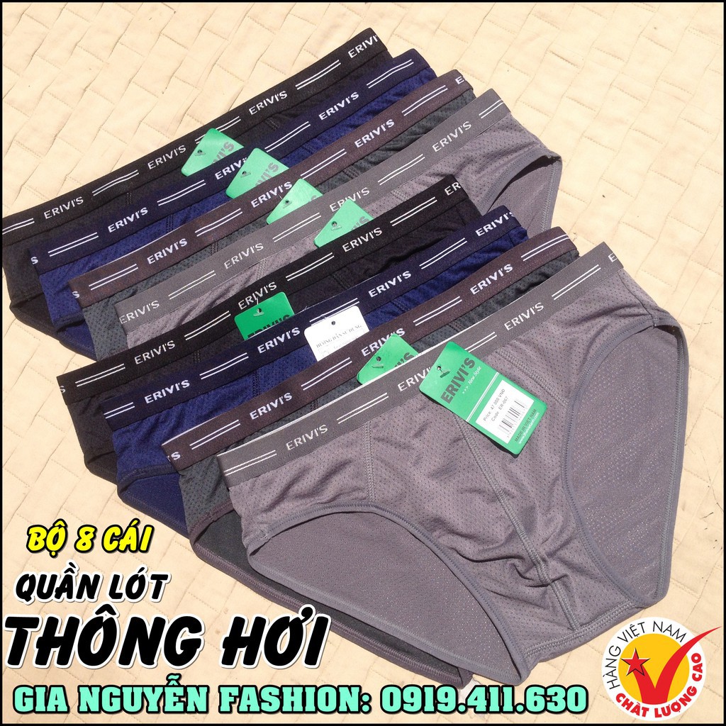 combo 8 Quần lót nam thông hơi - Hàng ERIVIS Việt Nam cao cấp