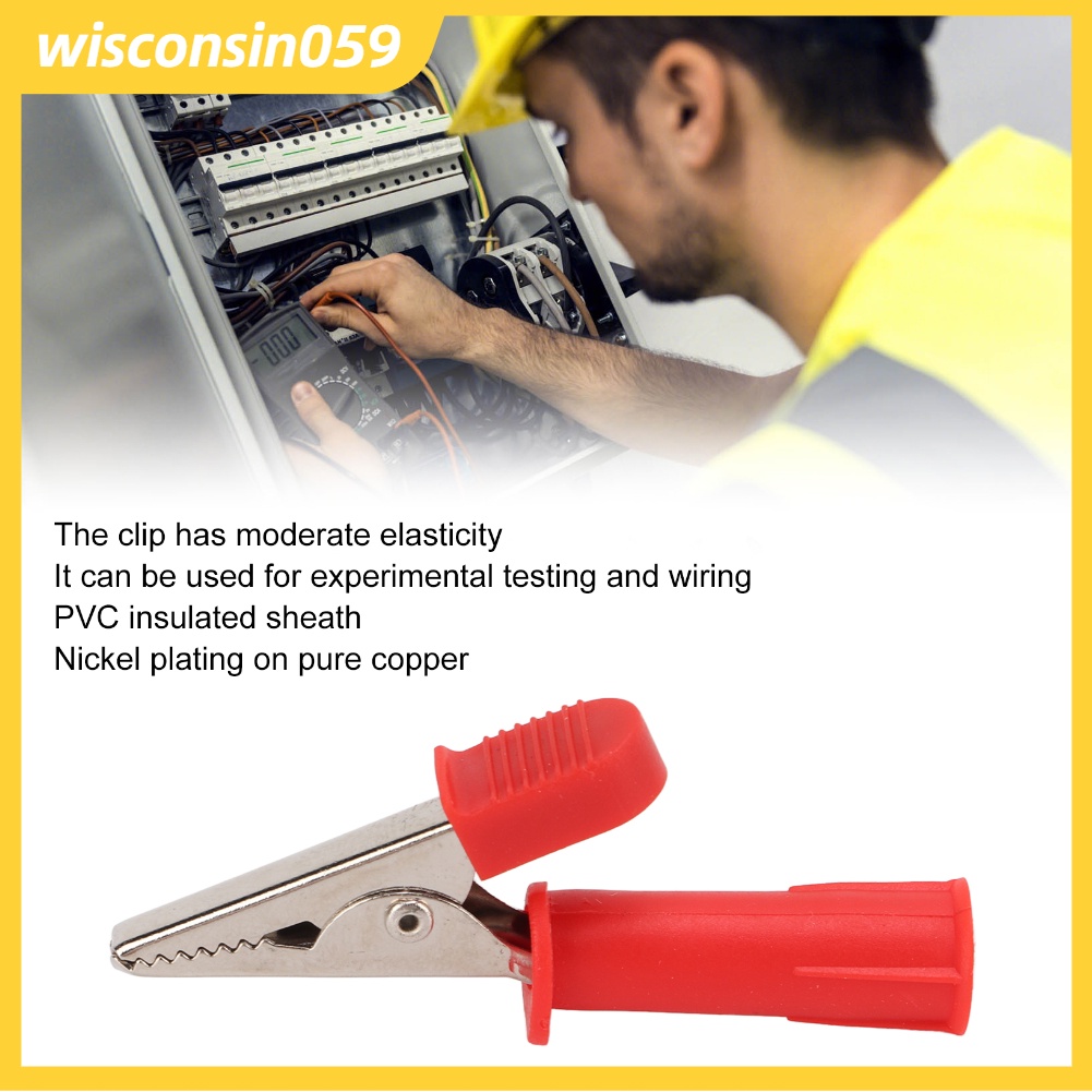 10 chiếc Kẹp cá sấu cách điện 5mm Thử nghiệm lỗ mở bằng đồng nguyên chất với giắc cắm 4mm để thử nghiệm