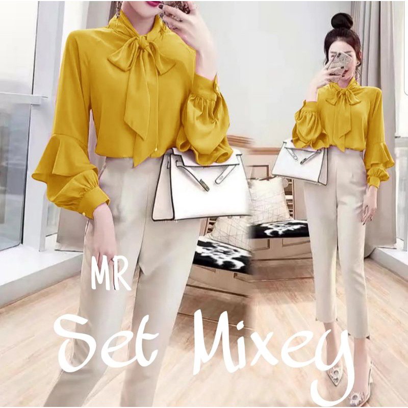 Bộ Áo Sơ Mi Phối Quần Dài Phong Cách Công Sở Thời Trang Hàn Quốc Cho Bé Gái Ld108