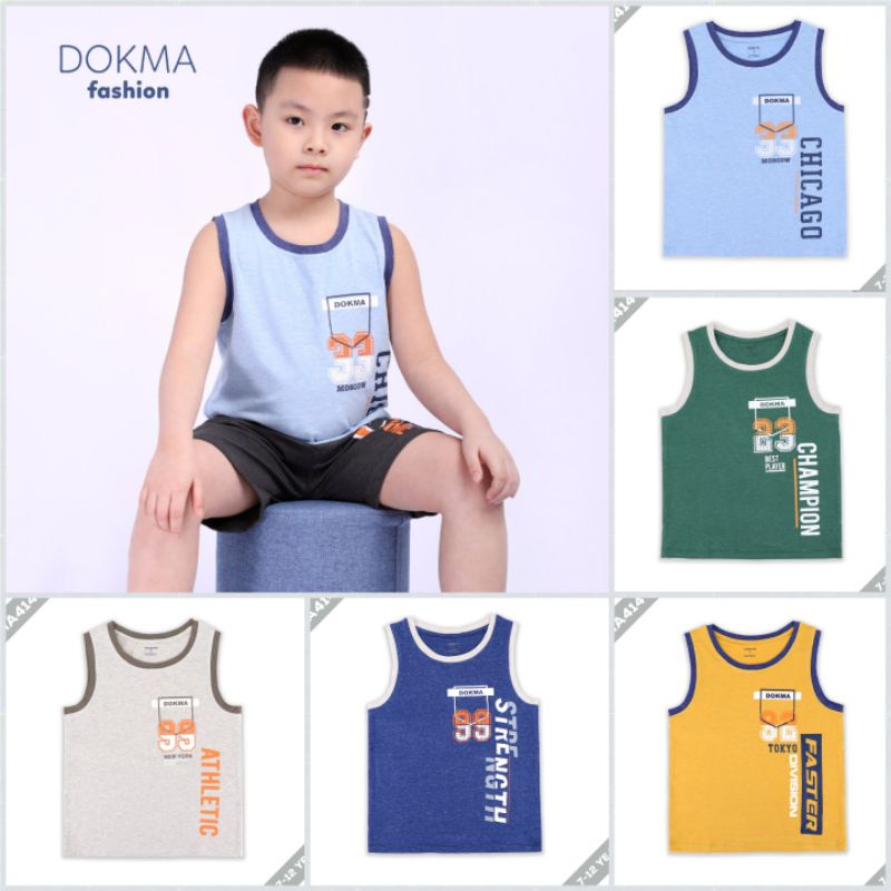 (7,9,10,11 tuổi) Áo 3 lỗ sát nách bé trai Dokma - chất cotton hữu cơ mềm mát, thoáng khí (DMA414)
