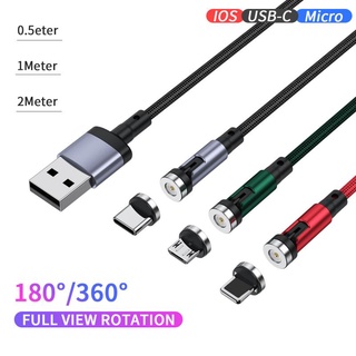Cáp Sạc Nhanh 3A 540 Độ Cổng Micro USB Type C