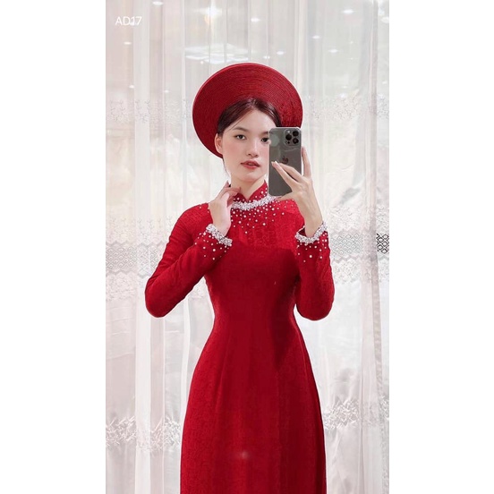 Áo Dài Cô Dâu Màu Đỏ Đính Ngọc Cao Cấp, Sang Trọng- Thu Phương Bridal Cam Kết Chất Lượng, Chuẩn Phom Dáng