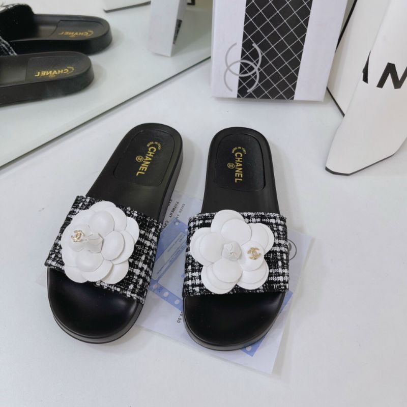 HVm(ẢNH THẬT) Dép Lê Hoa Trà Quai Dạ Ngang Da Mềm Fullbox Bill Túi Cao Cấp