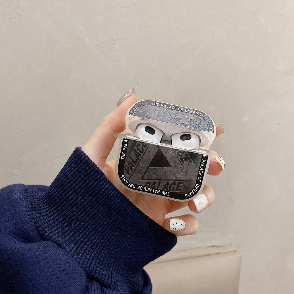 Vỏ Bảo Vệ Hộp Sạc Tai Nghe Bluetooth AirPods 3 / Pro Bằng pvc Cứng In Logo palace Thời Trang Sang Trọng Ốp