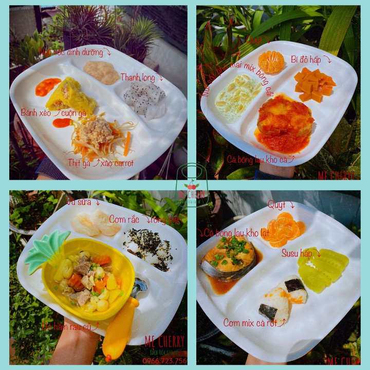 Khay ăn dặm cho bé Nakaya 3 ngăn màu Trắng cho bé - Hàng nội địa Nhật