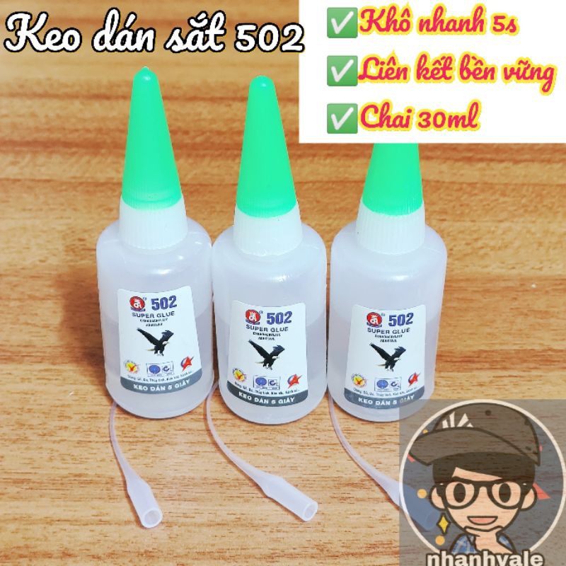 Keo dán sắt 502 chai 30ml CON Ó - Khô nhanh 5s - Liên kết bền vững