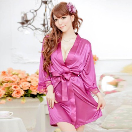 Áo choàng ngủ lụa satin phong cách kimono sexy