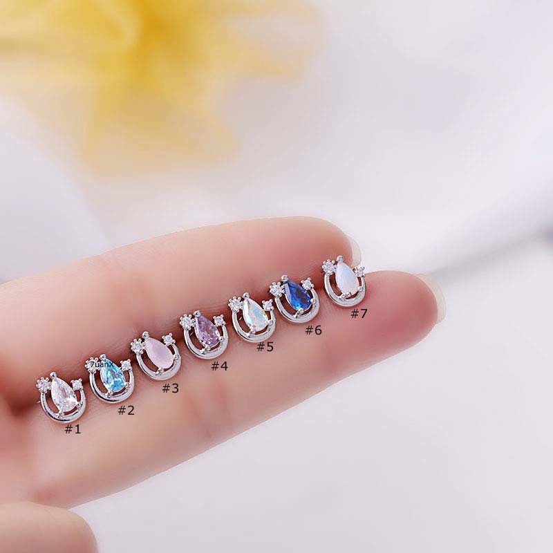 1 Khuyên Tai Hình Giọt Nước Đính Đá 20G