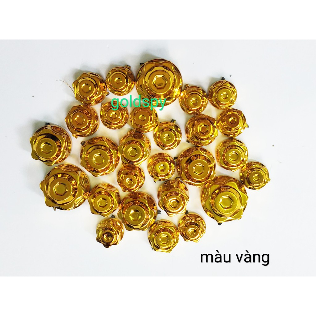 Chụp ốc xi màu - chụp đầu ốc xi màu kiểu Salaya - 1 bộ khoảng 25 con - Ốc Titan Xanh Tím Lục Bảo Full Dàn Áo