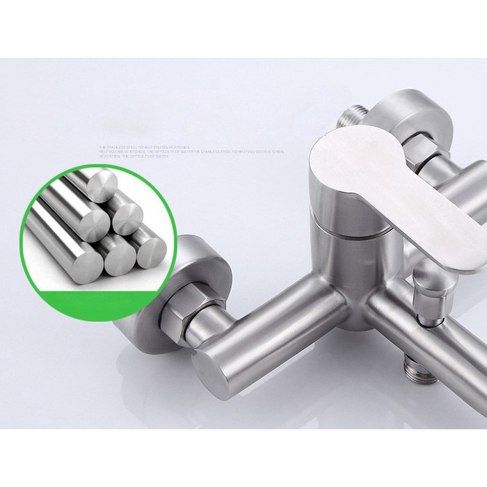 Củ sen tắm nóng lạnh củ tròn giá rẻ inox 304 cao cấp tặng kèm 2 chân Z - QM0025