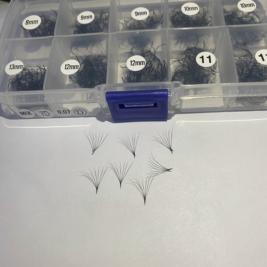 Mi FAN 7D C-CC  - D 0.07 MIX SIZE (8-&gt;13), (8-&gt;15)mm (1000fan)_dụng cụ nối mi_THÚY HÀ