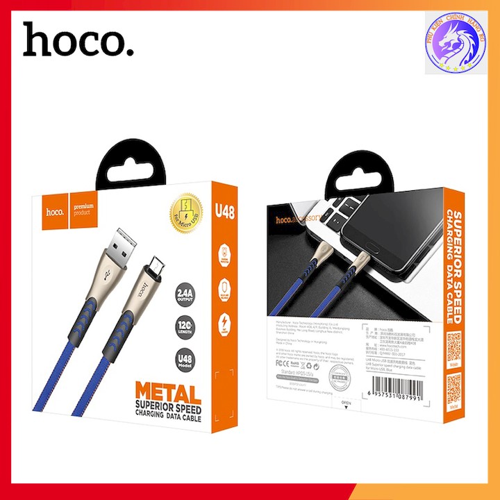 CÁP SẠC NHANH DÂY DÙ MICRO 2.4A HOCO U48 - DÀI 1.2M