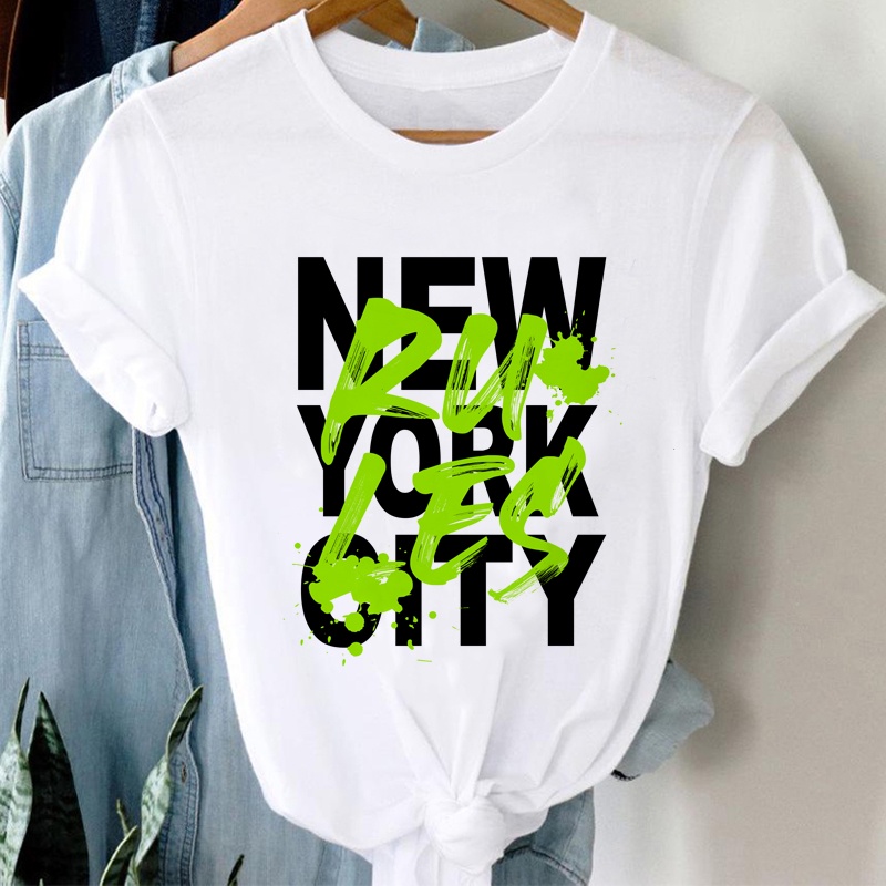 Áo Thun Tay Ngắn In Hình Thành Phố New York Thời Trang Cho Nữ