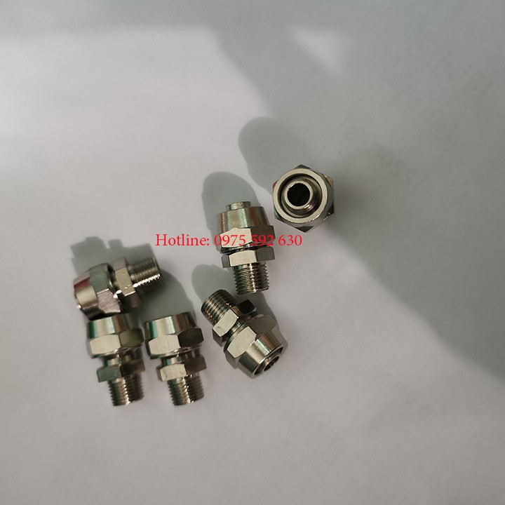 Khớp nối nhanh INOX ren ngoài cắm ống PU 6 , 8, 10, 12
