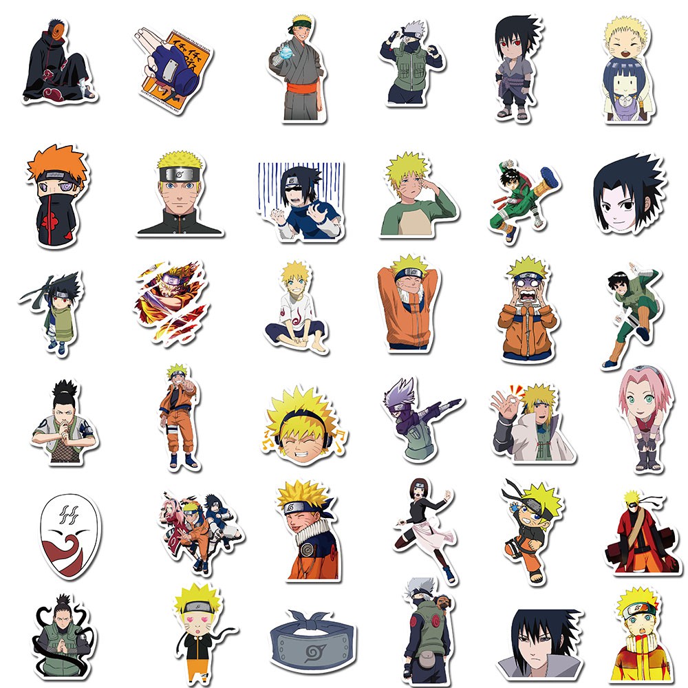 Set 100 Miếng Dán Chống Thấm Nước Hình Các Nhân Vật Trong Phim Hoạt Hình Naruto