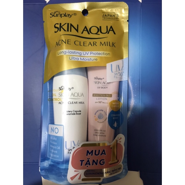 Combo kem chống nắng Sunplay Skin Aqua tặng ngay sữa rửa mặt Hadalabo 25g hoặc mẫu son