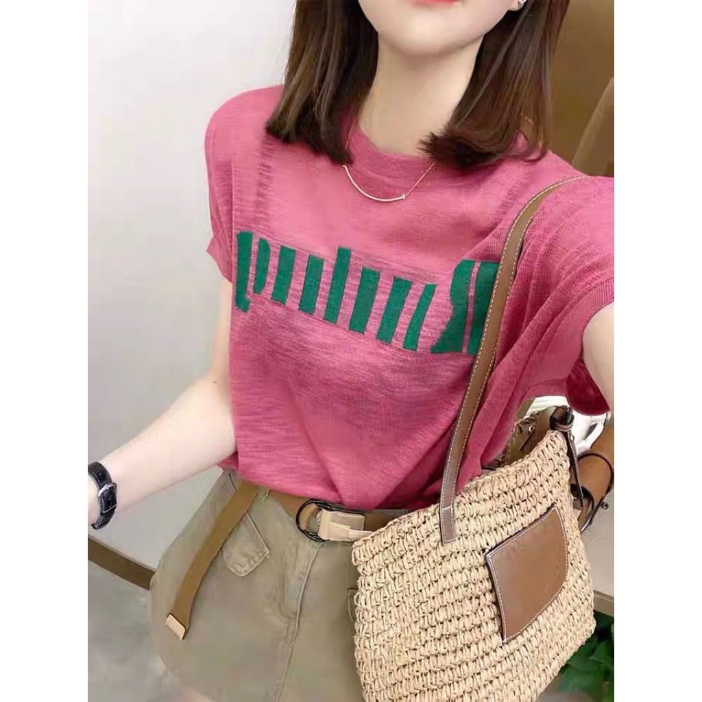 Áo Thun Tay Ngắn Cổ Tròn Dáng Rộng Thiết Kế Đơn Giản Thời Trang Mùa Hè Cho Nữ