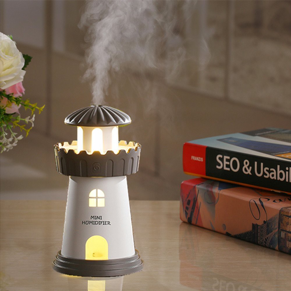 Máy Xông tinh dầu mini LIGHTHOUSE HUMIDIFIER xám