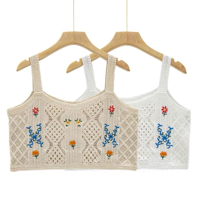 Áo Croptop Hai Dây Dệt Kim Thiết Kế Ngọt Ngào Quyến Rũ Cho Nữ