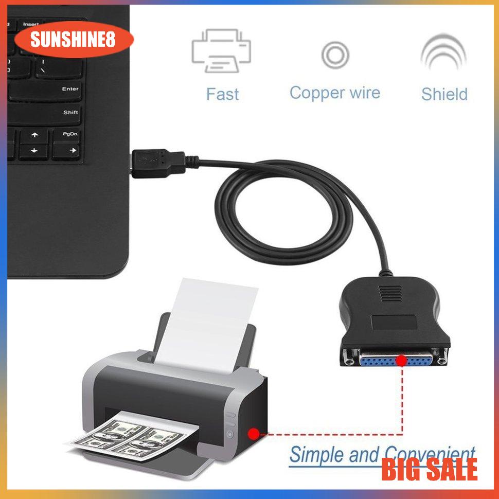【SUN】[NEW]Black USB to 25 Pin DB25 Parallel Printer Cable Adapter Cord Converter