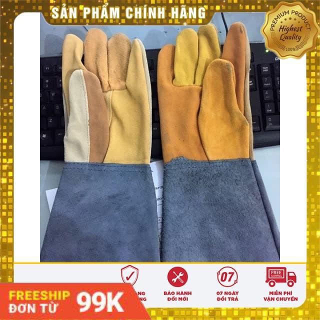 [Mã LIFEHLDEC giảm 10% đơn 99k] Găng tay da hàn chống nóng, chống tia lửa hàn da thật